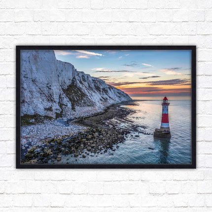 Sunrise at Beachy Head Lighthouse. Framed picture in a choice of styles.