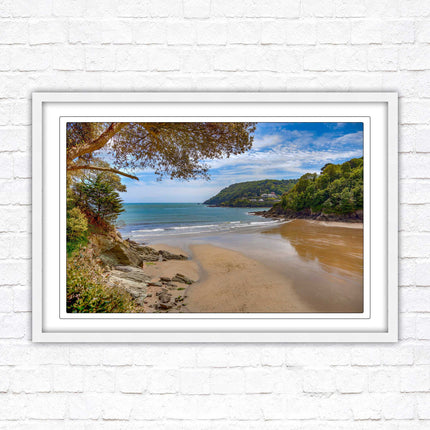 Salcombe beach picture frame and print devon ready to hand wall art home decor