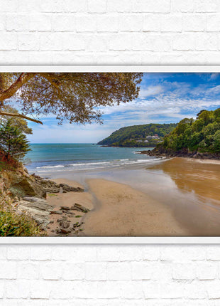 Salcombe beach picture frame and print devon ready to hand wall art home decor