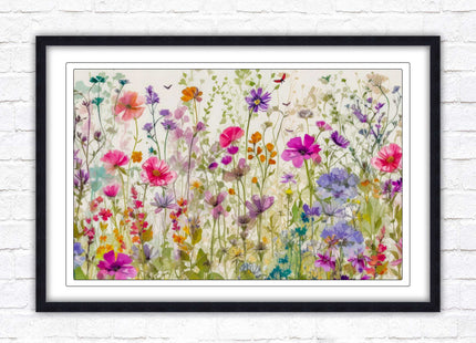 Wild flowers, bright summer colours. Framed picture with choice of frame colours