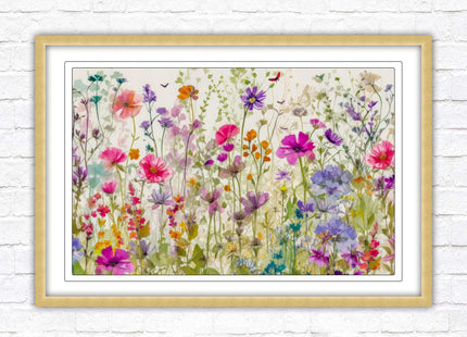 Wild flowers, bright summer colours. Framed picture with choice of frame colours