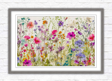 Wild flowers, bright summer colours. Framed picture with choice of frame colours