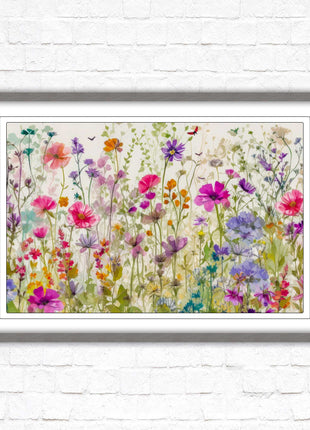 Wild flowers, bright summer colours. Framed picture with choice of frame colours