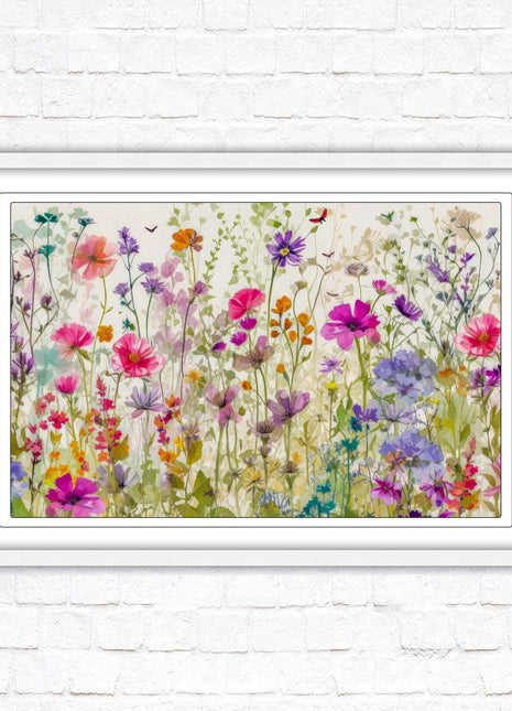 Wild flowers, bright summer colours. Framed picture with choice of frame colours
