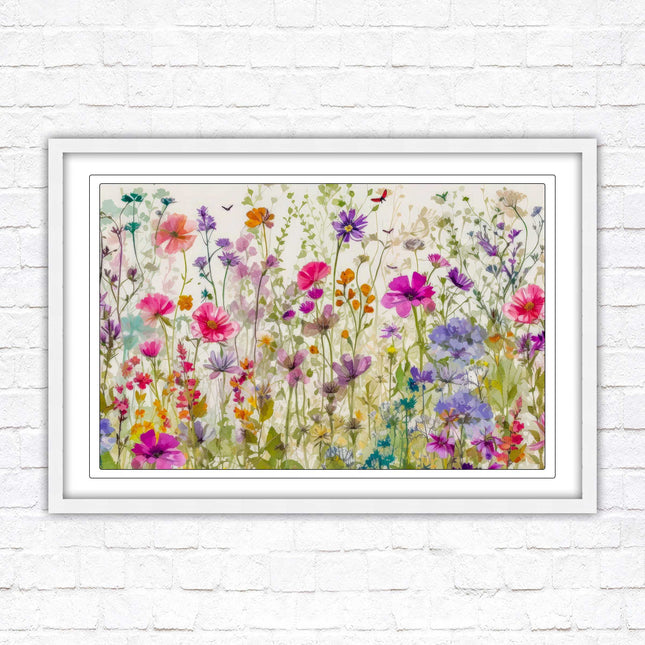 Wild flowers, bright summer colours. Framed picture with choice of frame colours
