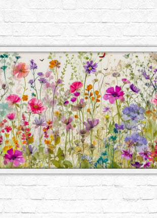 Wild flowers, bright summer colours. Framed picture with choice of frame colours