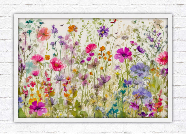 Wild flowers, bright summer colours. Framed picture with choice of frame colours
