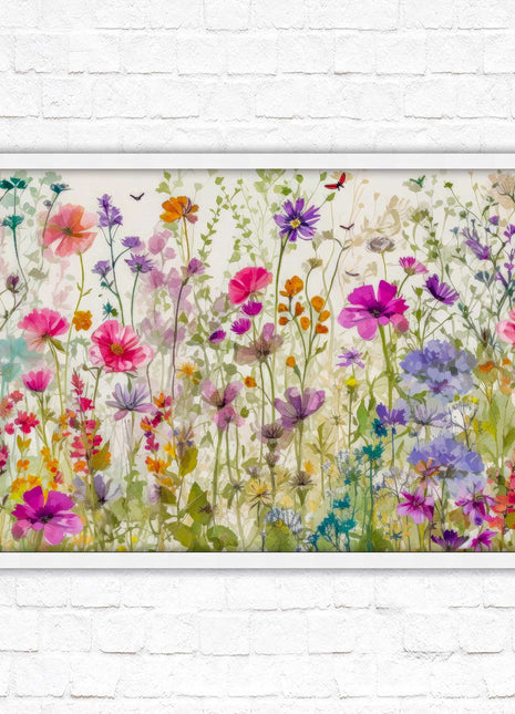 Wild flowers, bright summer colours. Framed picture with choice of frame colours