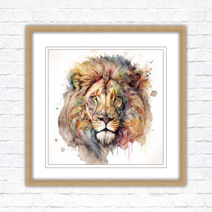 Lion colour splash art prined framed picture gold grey white black frames
