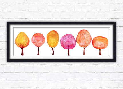 lolypop trees on a white background autumn colours framed picture print choice