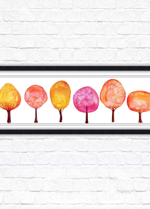 lolypop trees on a white background autumn colours framed picture print choice