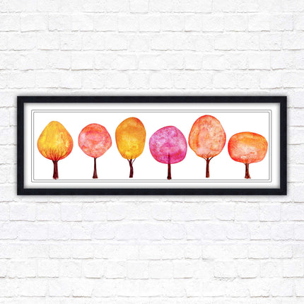 lolypop trees on a white background autumn colours framed picture print choice