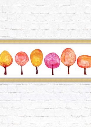 lolypop trees on a white background autumn colours framed picture print choice