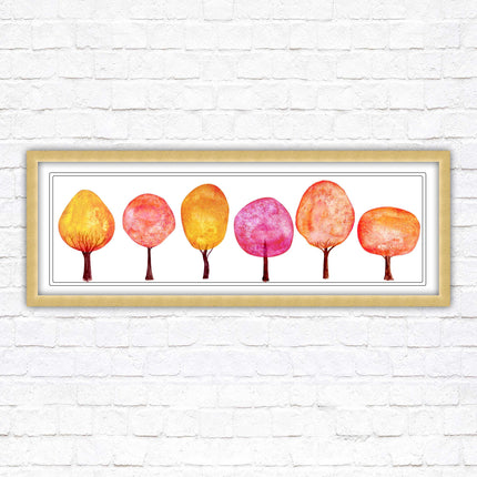 lolypop trees on a white background autumn colours framed picture print choice