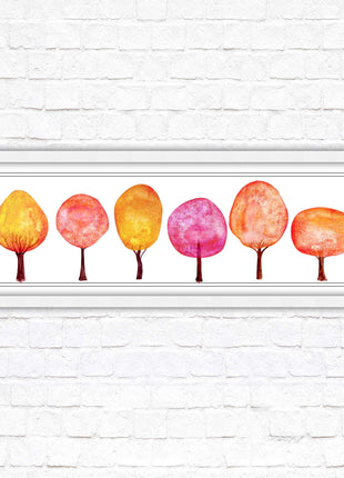 lolypop trees on a white background autumn colours framed picture print choice