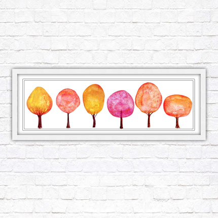 lolypop trees on a white background autumn colours framed picture print choice