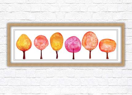 lolypop trees on a white background autumn colours framed picture print choice