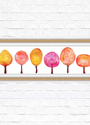 lolypop trees on a white background autumn colours framed picture print choice