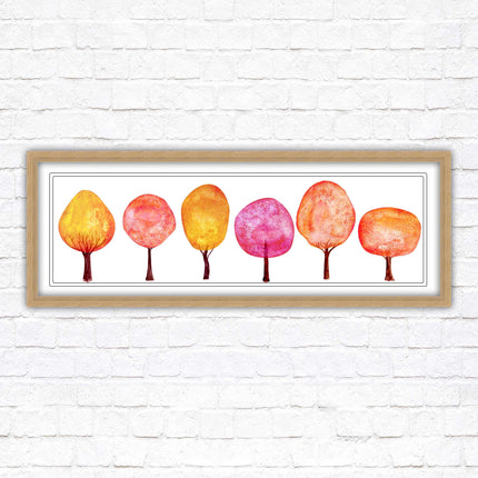 lolypop trees on a white background autumn colours framed picture print choice
