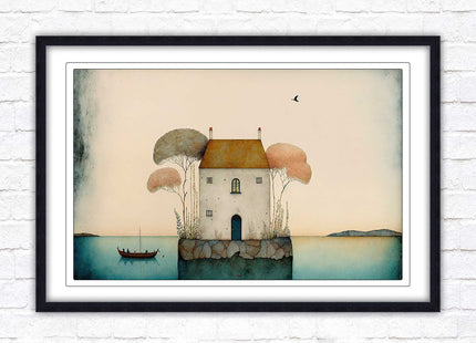 picture framed print house painting art frame included