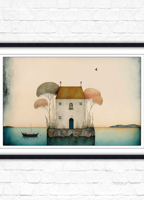 picture framed print house painting art frame included