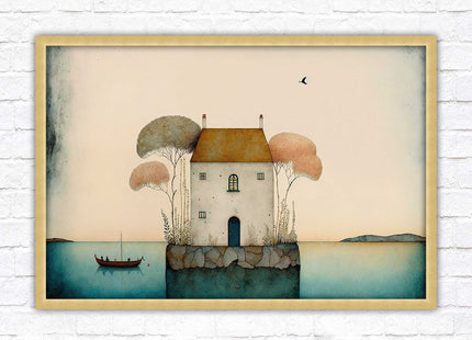 picture framed print house painting art frame included