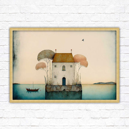picture framed print house painting art frame included