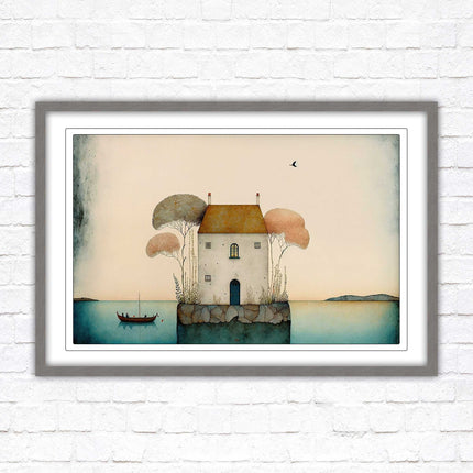 picture framed print house painting art frame included