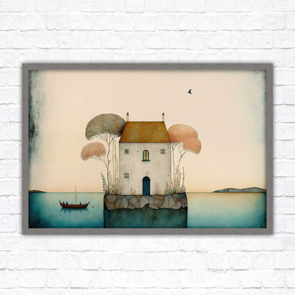picture framed print house painting art frame included
