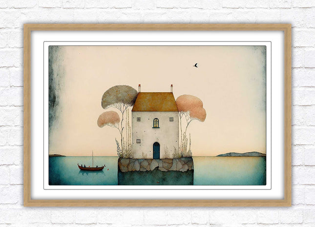 picture framed print house painting art frame included
