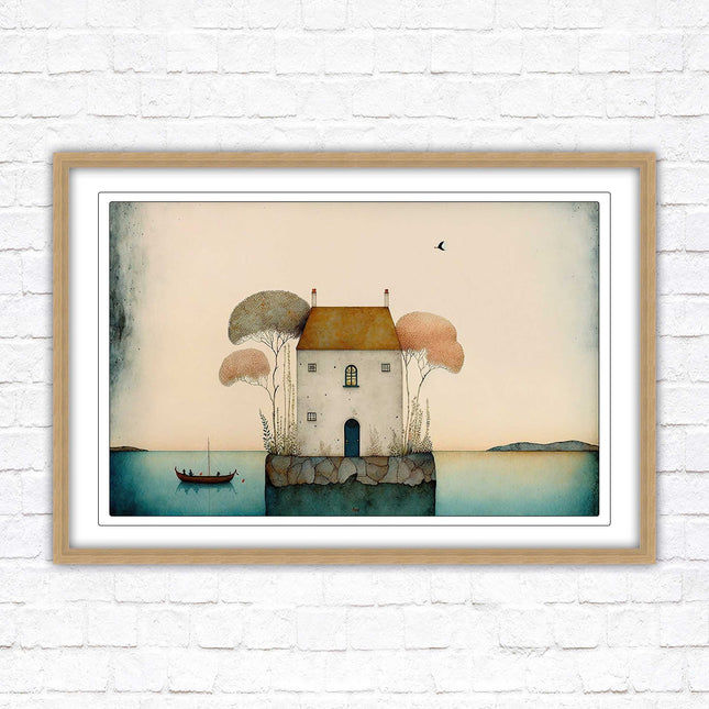 picture framed print house painting art frame included