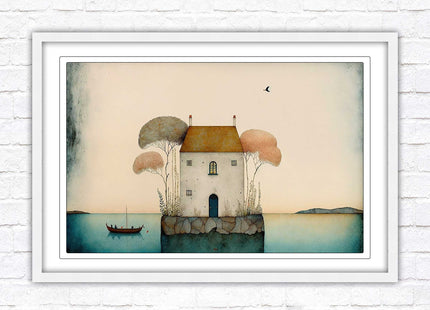 picture framed print house painting art frame included