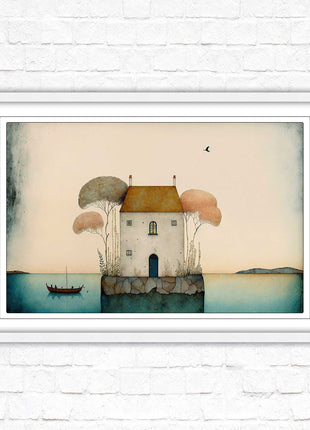 picture framed print house painting art frame included