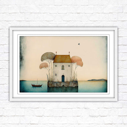 picture framed print house painting art frame included