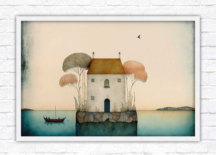 picture framed print house painting art frame included