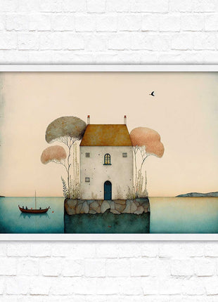 picture framed print house painting art frame included