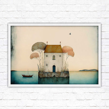 picture framed print house painting art frame included