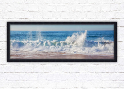 Waves splashing to the shore. Beautiful ocean colours. Framed picture print