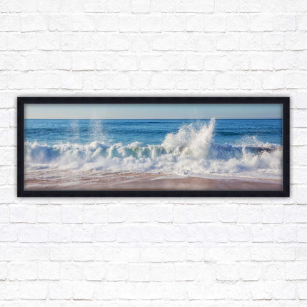 Waves splashing to the shore. Beautiful ocean colours. Framed picture print