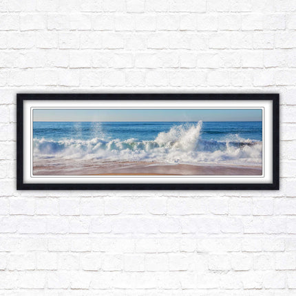 Waves splashing to the shore. Beautiful ocean colours. Framed picture print