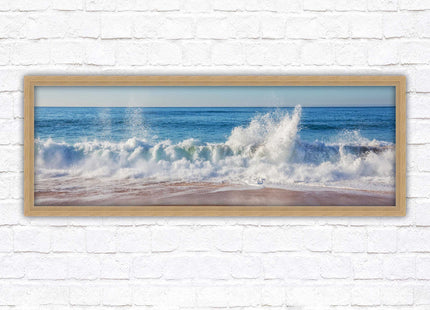 Waves splashing to the shore. Beautiful ocean colours. Framed picture print