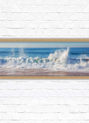 Waves splashing to the shore. Beautiful ocean colours. Framed picture print