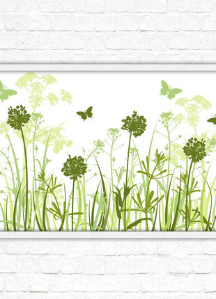 Butterflies in the grass. Green toned, Framed with a choice of frame colours