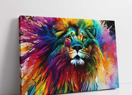 Colourful Lion abstract painting. Canvas picture print very bright wall art