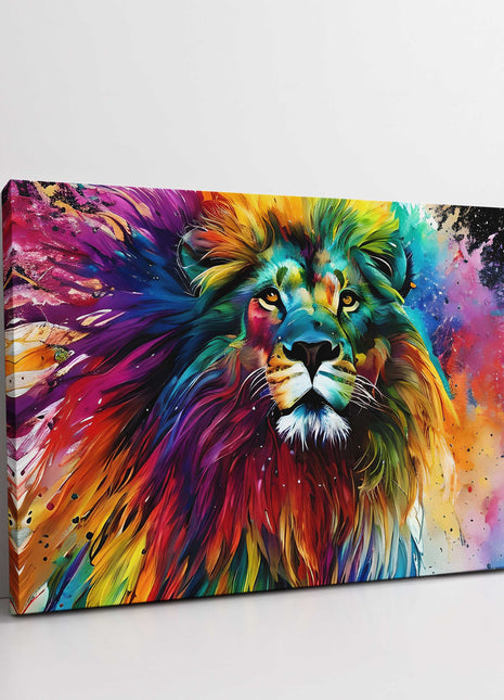 Colourful Lion abstract painting. Canvas picture print very bright wall art