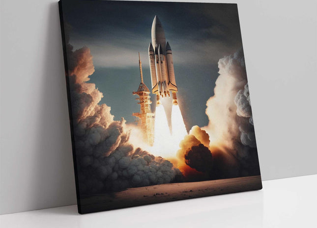 Rocket launch. Space themed image. Printed as a canvas picture print.