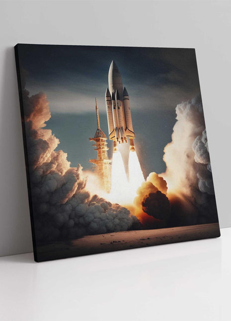 Rocket launch. Space themed image. Printed as a canvas picture print.