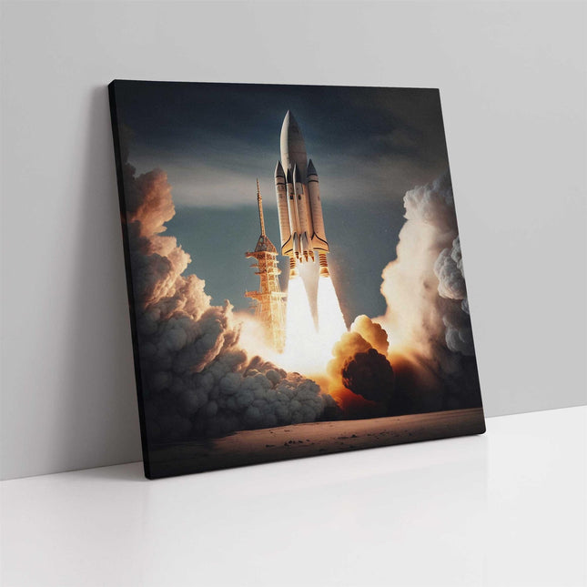 Rocket launch. Space themed image. Printed as a canvas picture print.