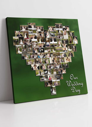 Personalised heart shape canvas. Create your own 50 picture heart collage