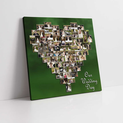 Personalised heart shape canvas. Create your own 50 picture heart collage